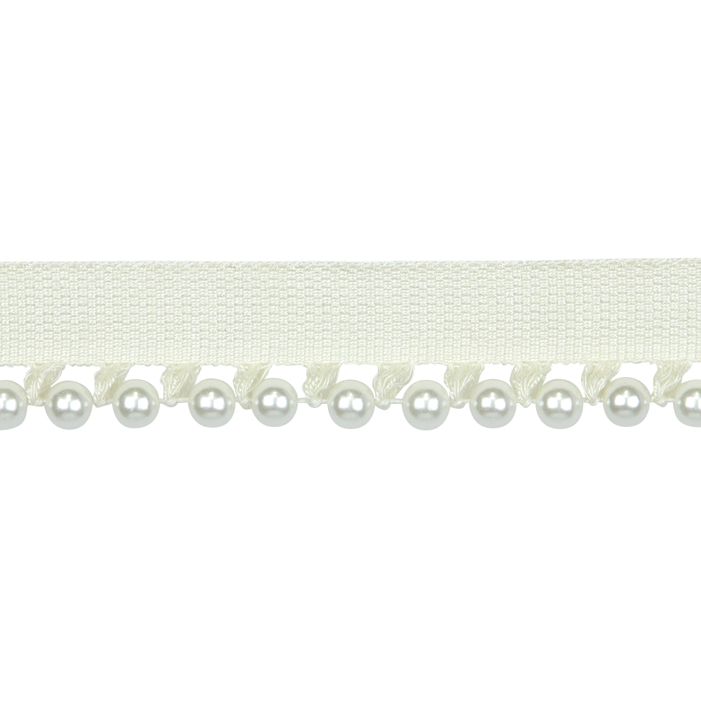 Бахрома-кант с бусами ZL2020-4 Mirtex молочный/жемчужный (3 см/D0,6 см/11,5 м)