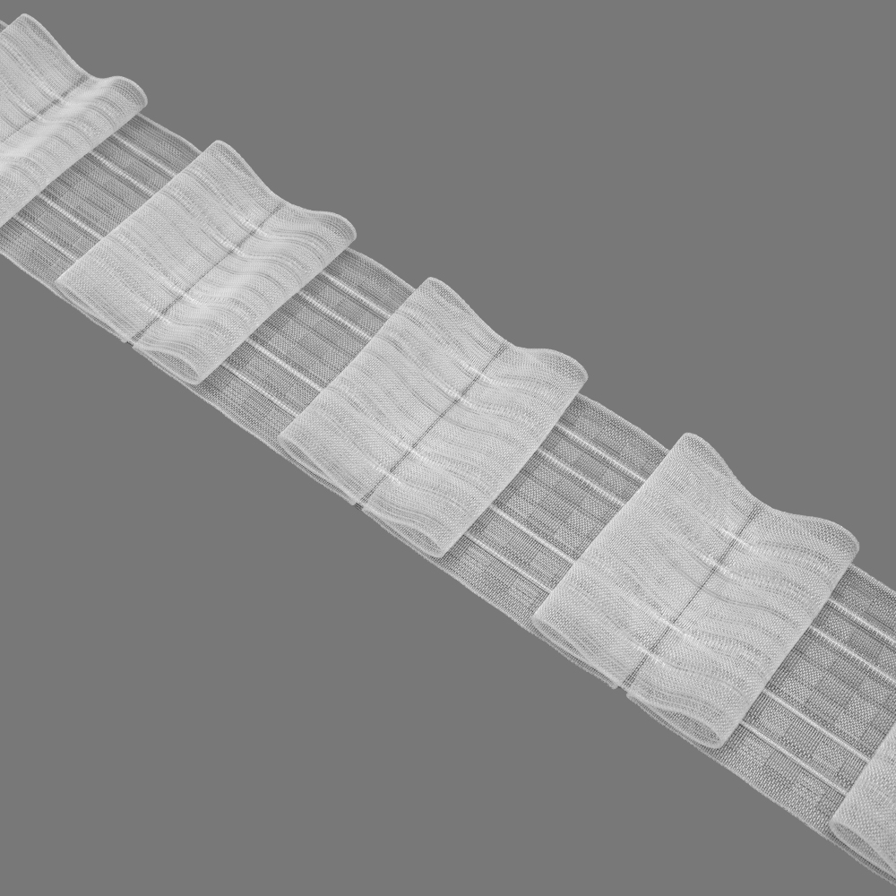 Шторная лента многокарманная 4485MP/Soft (1:2,5) Oz-is Premium прозрачная 8 см/50 м, Бантовая складк