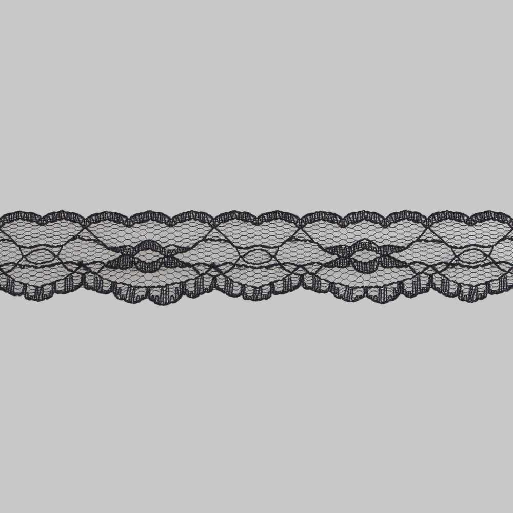 Кружево капроновое 179 черный, 2.4 см, (365,76 м/22,86 м)