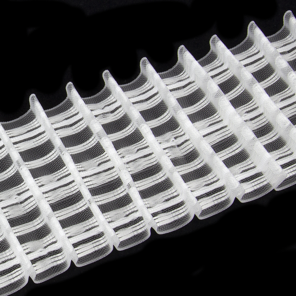 Шторная лента многокарманка 1038-O (1:2.5) прозрачная, (8 карманов, корд-3 шнура) 10 см/50 м